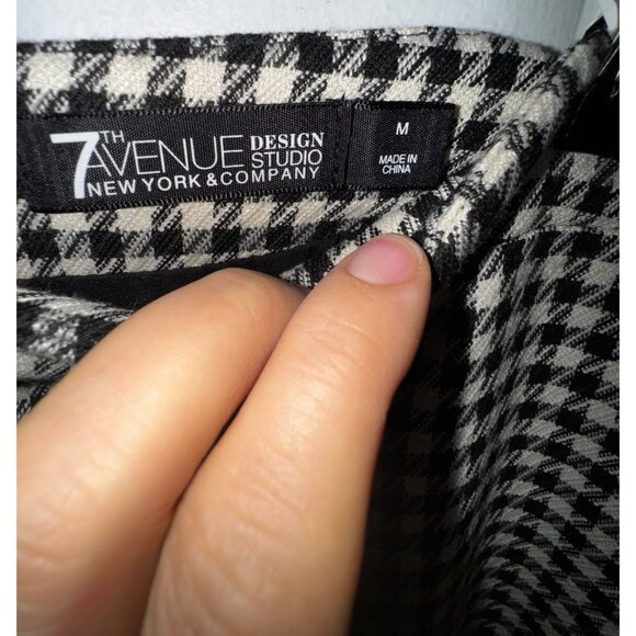 Houndstooth Skirt 7th Avenue Design‎ Studio New York & Company Black & White Med - Picture 6 of 8